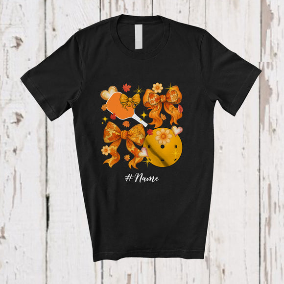 MacnyStore - Personalized Custom Name Pickleballs Thanksgiving Coquette; Lovely Bow Tie Flowers; Sport Player T-Shirt