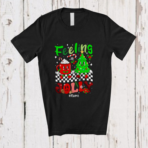 MacnyStore - Personalized Custom Name Feeling Jolly; Adorable Christmas Tree Coffee; Friends Family Group T-Shirt
