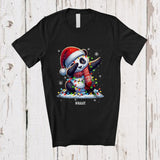 MacnyStore - Personalized Custom Name Dabbing Santa Panda; Lovely Christmas Lights Snow Animal T-Shirt