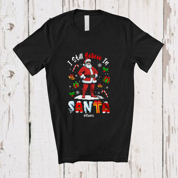 MacnyStore - Personalized Custom Name Still Believe In Santa; Joyful Christmas Santa; Pajamas Family T-Shirt