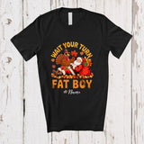 MacnyStore - Personalized Custom Name Wait Your Turn Fat Boy; Joyful Thanksgiving Christmas Turkey Santa Fighting T-Shirt