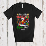 MacnyStore - Personalized Custom Name My Christmas Pajama Shirt; Amusing Snow Santa Parrot; Family T-Shirt