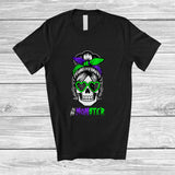 MacnyStore - Momster; Humorous Halloween Costume Skull Mom Messy Hair Bun Monster; Family Group T-Shirt
