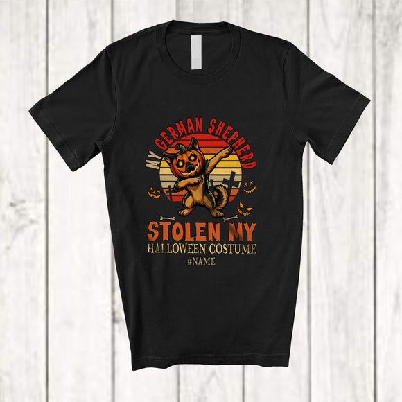 MacnyStore - Personalized Custom Name German Shepherd Stolen My Halloween Costume; Creepy Retro Dabbing T-Shirt