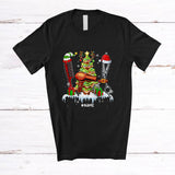 MacnyStore - Personalized Custom Name Hair Stylist Tools Christmas Tree Santa Elf; Proud X-mas Snowing; Jobs T-Shirt