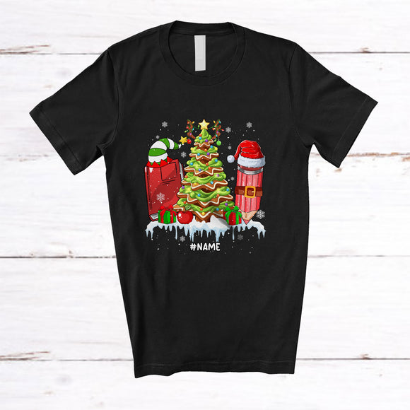 MacnyStore - Personalized Custom Name Teacher Tools Christmas Tree Santa Elf; Proud X-mas Snowing; Jobs T-Shirt