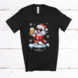 MacnyStore - Personalized Custom Name Poodle Santa Drinking Beer; Joyful Christmas Drunker Family T-Shirt