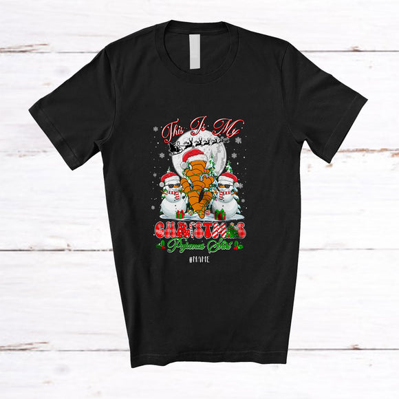 MacnyStore - Personalized Custom Name My Christmas Pajamas Shirt; Lovely Ginger Snowman; Vegetable Vegan T-Shirt