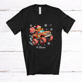 MacnyStore - Personalized Custom Name Gingerbread Man Candy On Monster Truck; Lovely Christmas Baking T-Shirt