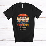 MacnyStore - Personalized Custom Name Vintage Retro ReinBeer Crew; Joyful Christmas Reindeer Drinking Beer T-Shirt