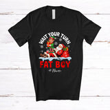 MacnyStore - Personalized Custom Name Wait Your Turn Fat Boy; Humorous Christmas Elf Santa Fighting T-Shirt