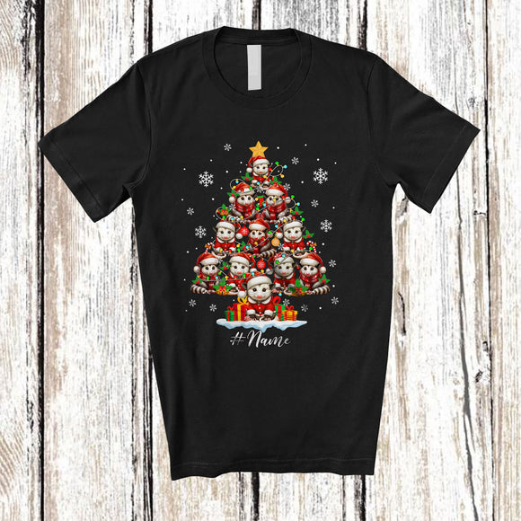 MacnyStore - Personalized Custom Name Santa Opossums Christmas Tree; Amazing X-mas Lights Animal T-Shirt