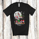 MacnyStore - Personalized Custom Name Gnomes On Christmas Tree Snowing; Lovely Moon Gnomies Squad; Family T-Shirt