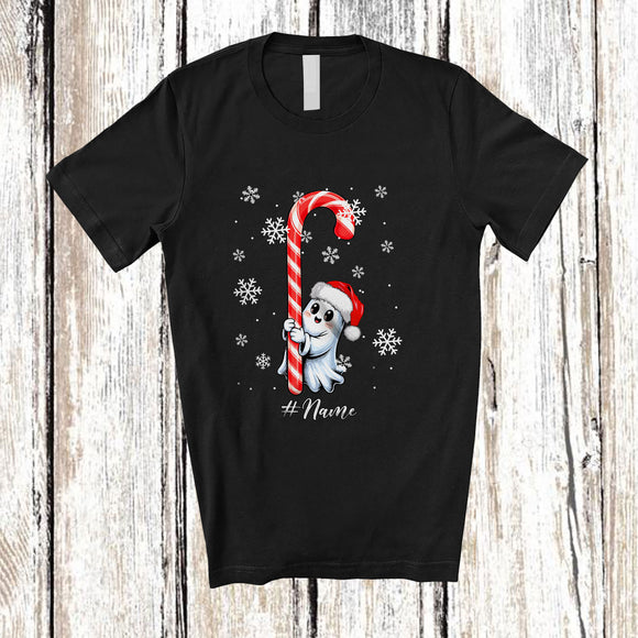 MacnyStore - Personalized Custom Name Santa Boo Ghost With Candy Canes; Lovely Christmas Family Group T-Shirt