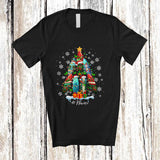 MacnyStore - Personalized Custom Name Santa Surfing Tools Christmas Tree; Amusing X-mas Lights Family T-Shirt