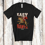 MacnyStore - Personalized Custom Name Easy Santa; Amusing Christmas Santa Riding Cheetah Reindeer T-Shirt