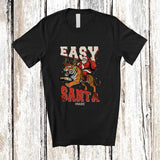 MacnyStore - Personalized Custom Name Easy Santa; Amusing Christmas Santa Riding Tiger Reindeer T-Shirt