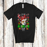 MacnyStore - Personalized Custom Name I'm On Santa's Awesome List; Amazing Christmas Santa Corgi Face T-Shirt