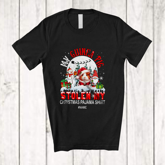 MacnyStore - Personalized Custom Name Guinea Pig Stolen My Christmas Pajama Shirt; Joyful Moon Gnome T-Shirt