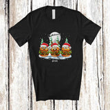 MacnyStore - Personalized Custom Name Three Santa Reindeer Hamburger; Lovely Christmas Moon Tree Food Lover T-Shirt