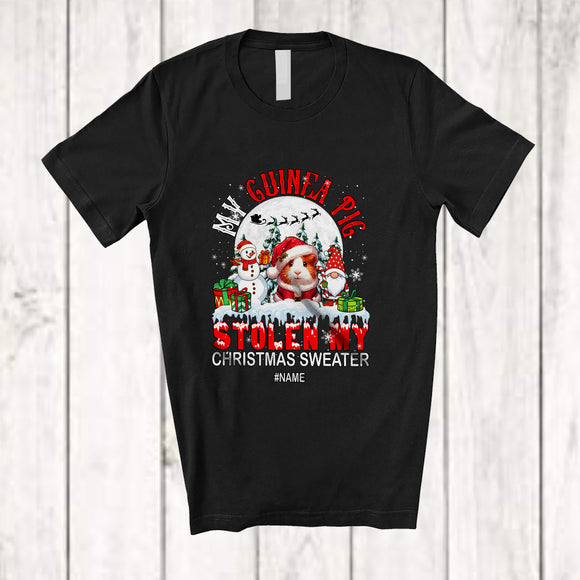 MacnyStore - Personalized Custom Name Guinea Pig Stolen My Christmas Sweater; Joyful Moon Santa Gnome T-Shirt