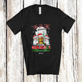 MacnyStore - Personalized Custom Name My Christmas Pajamas Shirt; Joyful Santa Snowman Beer; Drinking T-Shirt