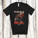 MacnyStore - Personalized Custom Name Your Gifts Will Be Home Soon; Joyful Christmas Santa Riding Dirt Bike T-Shirt