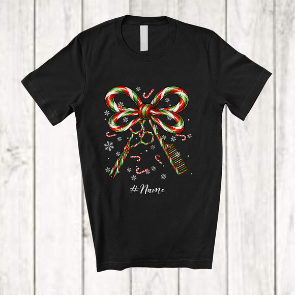 MacnyStore - Personalized Custom Name Candy Canes Bow Tie Scissors; Lovely Christmas Barber Baking T-Shirt