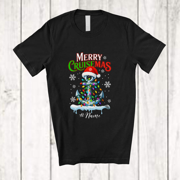 MacnyStore - Personalized Custom Name Merry Cruisemas; Wonderful Christmas Lights Santa Anchor Cruise Ship T-Shirt