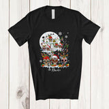 MacnyStore - Personalized Custom Name Sugar Skull On Christmas Tree; Joyful X-mas Lights Santa Elf Skull; Family T-Shirt