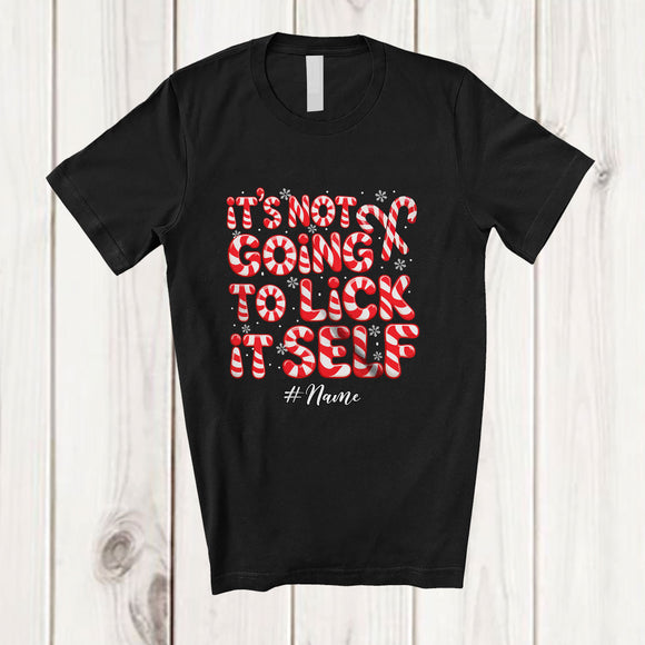 MacnyStore - Personalized Custom Name It's Not Going To Lick It Self; Amazing Christmas Candy Canes; Adult Family T-Shirt