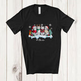 MacnyStore - Personalized Custom Name Four X-mas Santa Kitten Painting Draw; Amusing Christmas Family T-Shirt