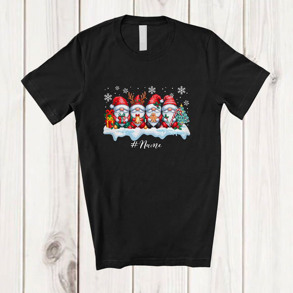 MacnyStore - Personalized Custom Name Four X-mas Gnome Painting Draw; Amusing Christmas Family T-Shirt