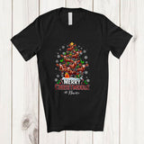 MacnyStore - Personalized Custom Name Merry Christmoose; Joyful Plaid Christmas Tree Lights Santa Moose; Family T-Shirt