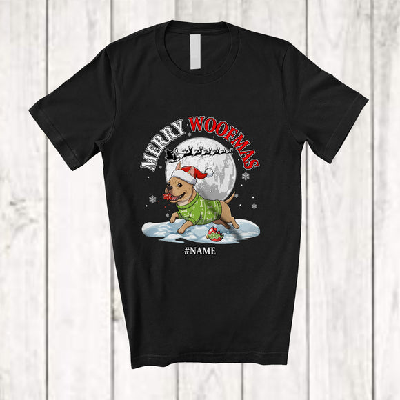 MacnyStore - Personalized Custom Name Woofmas; Merry Christmas Pit Bull Ornament Damage T-Shirt