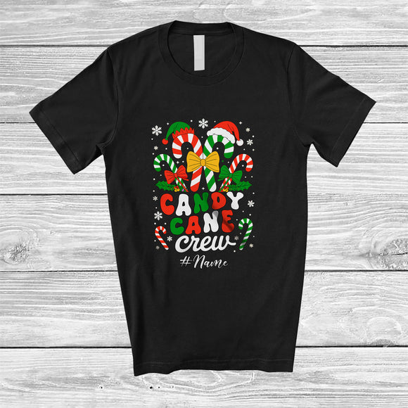 MacnyStore - Personalized Custom Name Candy Cane Crew; Awesome Christmas Santa Elf Candy Canes Lover; Pajamas Family Group T-Shirt