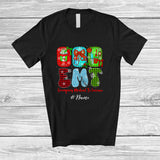 MacnyStore - Personalized Custom Name EMT Nurse; Lovely Christmas Plaid Coffee Bow Tie; Women Family T-Shirt