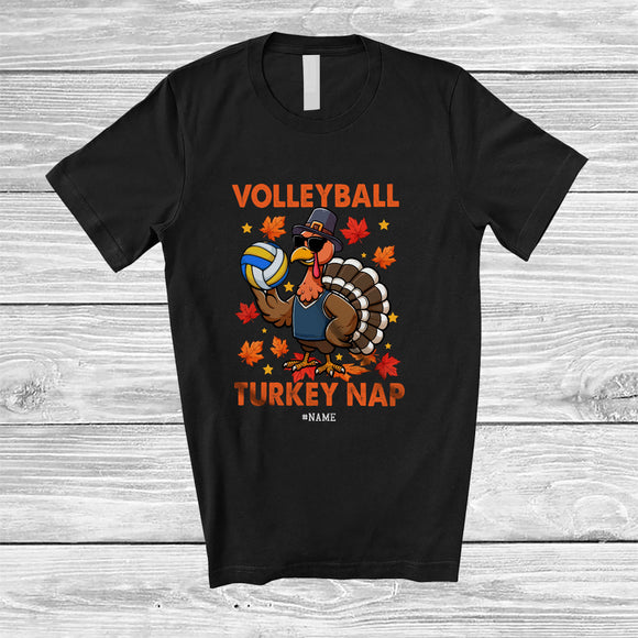 MacnyStore - Personalized Custom Name Volleyball Turkey Nap; Humorous Thanksgiving Turkey Sport Player Team T-Shirt