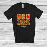 MacnyStore - Personalized Custom Name School Counselor; Lovely Thanksgiving Fall Coffee Bow Tie; Women Family T-Shirt