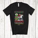 MacnyStore - Personalized Custom Name Santa Riding Unicorn; Amazing Christmas Sweater Family Group T-Shirt