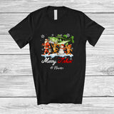 MacnyStore - Personalized Custom Name Merry Fishin'; Joyful Christmas Santa Reindeer Snowman Fishing; Family T-Shirt