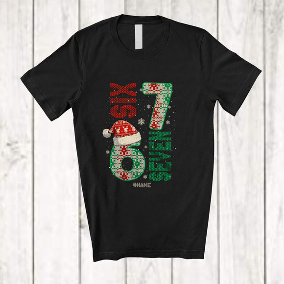 MacnyStore - Personalized Custom Name Six Seven; Awesome Christmas Sweater Santa Teenager Trending; Family T-Shirt