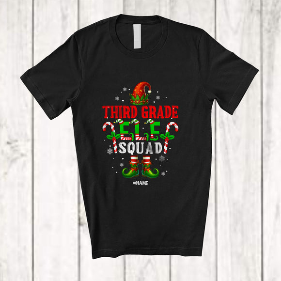 MacnyStore - Personalized Third Grade Elf Squad; Proud Christmas Custom Name Students Teacher Group T-Shirt