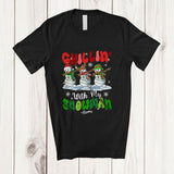 MacnyStore - Personalized Chillin' With My Snowmies; Cheerful Christmas Custom Name Three Snowman Dabbing T-Shirt