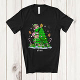 MacnyStore - Personalized Custom Name Elf Building X-mas Tree; Adorable Christmas Snow Family Group T-Shirt