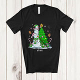 MacnyStore - Personalized Custom Name Snowman Building X-mas Tree; Adorable Christmas Snow Family T-Shirt