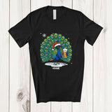 MacnyStore - Personalized Custom Name Peacock Santa Sunglasses Drinking Beer; Joyful Christmas Drunker T-Shirt