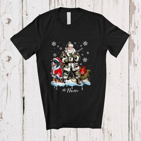 MacnyStore - Personalized Custom Name Santa Hunting Appenzeller Sennenhund; Merry Christmas Lights Hunter T-Shirt