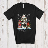 MacnyStore - Personalized Custom Name Santa Go Hunting Golden Retriever; Awesome Christmas Lights Hunter T-Shirt