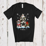MacnyStore - Personalized Custom Name Santa Go Hunting Maltipoos; Awesome Christmas Lights Hunter T-Shirt